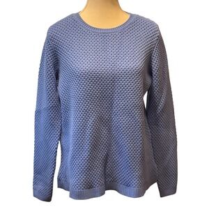 Appleseed's Women's Knit Sweater Small Blue Textured‎ Crew Neck Cotton Blend Top